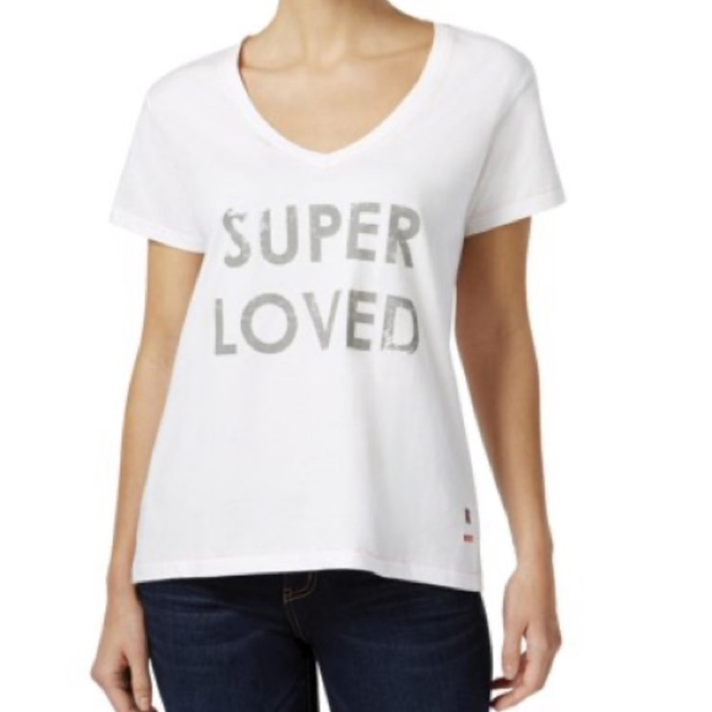 PEACE LOVE WORLD WHITE COTTON SMALL TEE NEW - Picture 2 of 10